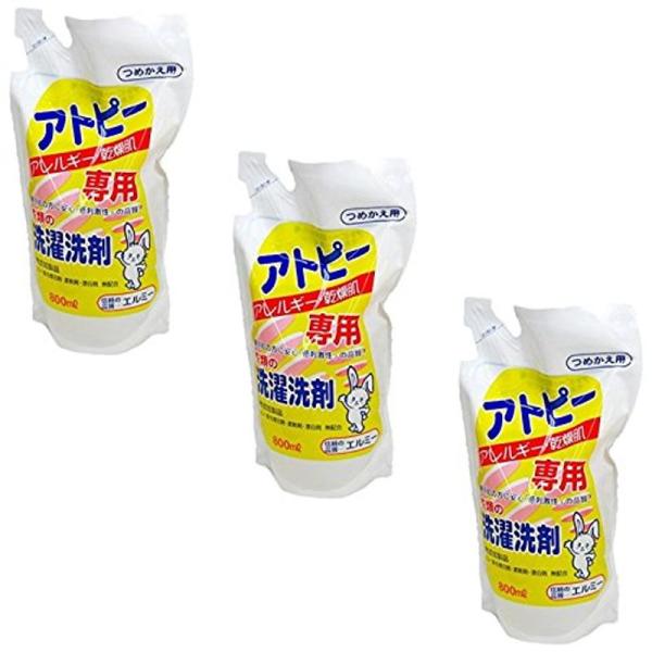 まとめ買いエルミー アトピー衣類用洗濯洗剤 詰替 800ml ×3個