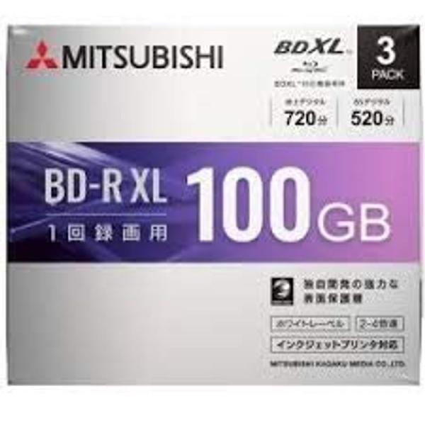 三菱化学メディア 4倍速対応BD-R XL 3枚パック 100GB ホワイトプリンタブル VBR52...