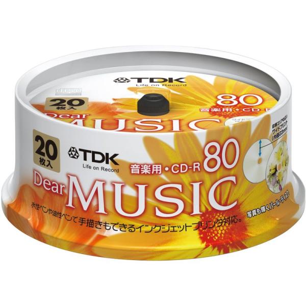 TDK 音楽用CD-R 80分 インクジェットプリンタ対応(パールカラー・ワイド印刷仕様) 20枚ス...