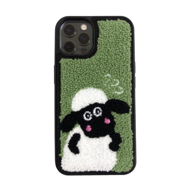 iphone14pro ケース 韓国 刺繍 可愛い 小さな羊 スマホケース あいふぉん14pro ケ...