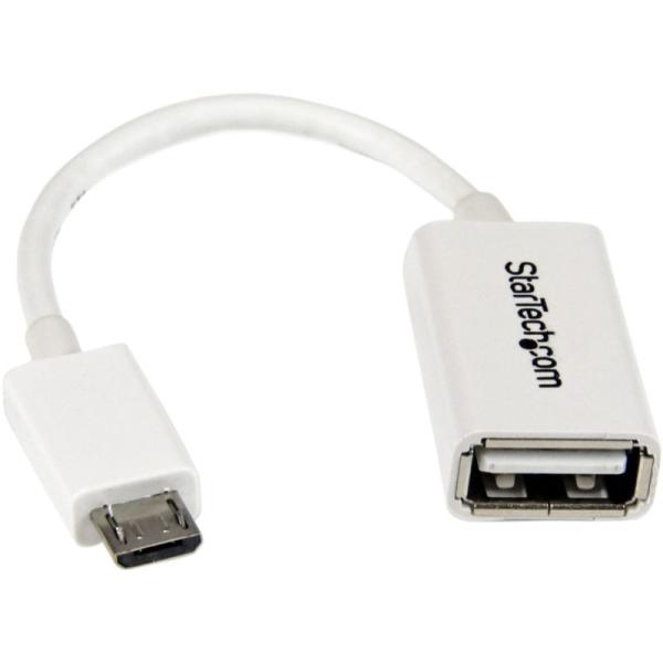 StarTech.com Micro USB OTG変換アダプタ 12cm ホワイト マイクロUSB...
