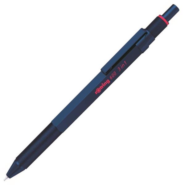 rOtring ロットリング 多機能ペン 600 アイアンブルー 3in1 ボールペン 2色 (赤黒...