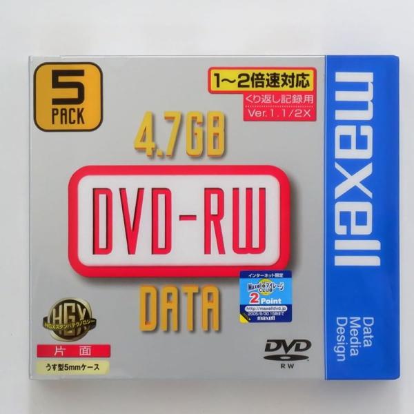 maxell DRW47B1P5S DVD-RWディスク(4.7GB/ 5枚/パソコン用/2倍速対応...