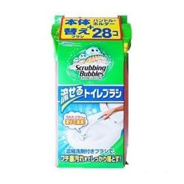 コストコ エスシージョンソン スクラビングバブル 流せるトイレブラシ 本体＋詰替28個