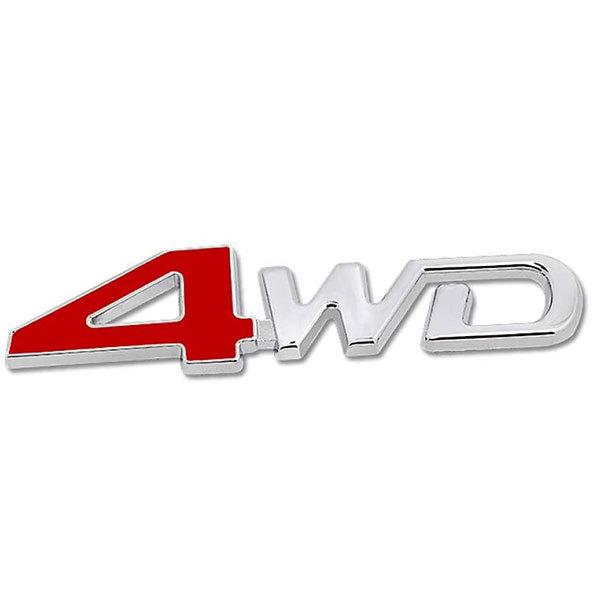 エンブレム 4WD ステッカー /D/レッド×シルバー/ カスタム パーツ カー用品 3D プレミア...