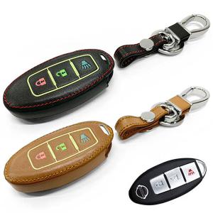 日産 NISSAN 本革 スマートキー ケース /蛍光B3型/ 色選択 カバー 社外