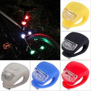 自転車ライト シリコン 電池 ハンドル フロント テール リア セーフティ 散歩 LED ライト 3段階 防水