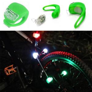 自転車ライト シリコン /グリーンボディ/グリーン発光/ 電池 ハンドル フロント リア 散歩 LED ライト 3段階 防水｜colorful-sp