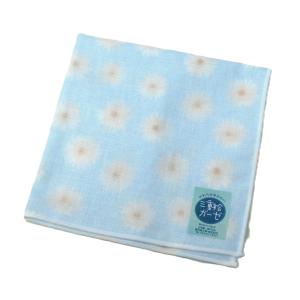 三重合わせ ガーゼハンカチ 「マーガレット」 ライトブルー ハンカチ 日本製 1501-0137【送料無料】