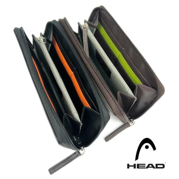 HEAD ヘッド リアルレザー バイカラー ラウンドファスナー 長財布 ロングウォレット hdw-1...