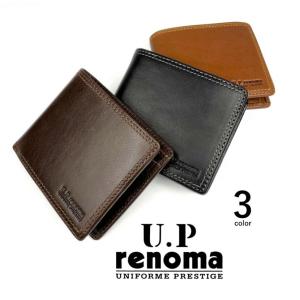 U.P renoma ユーピーレノマ リアルレザー 2つ折り財布 ショートウォレット 61r653 【送料無料】【父の日】【新生活】｜colorful-story