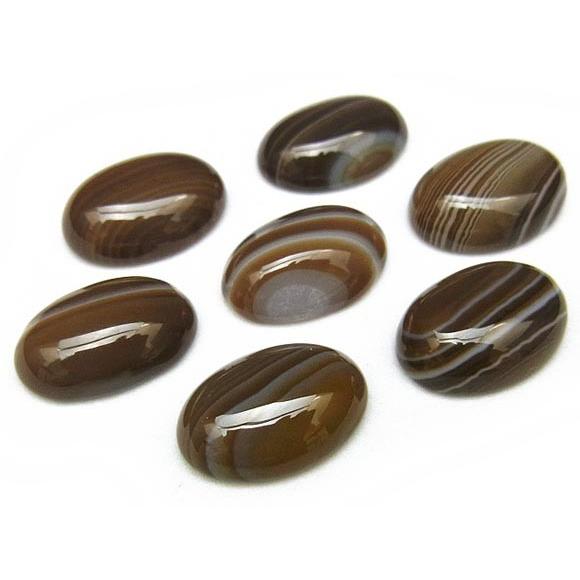 粒販売 ブラウンストライプアゲート カボション 14×10mm 1コ販売 / 50-13 AG14K...