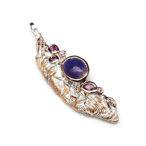 スギライト＋ガーネット＋サファイア 手作りペンダントトップ No.4【1点もの】 / 50-12 S...