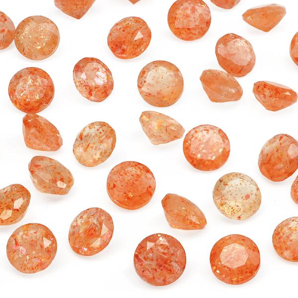 タンザニア産 サンストーン コインファセットカット ルース 5mm【4コ販売】 / 82-40 SS...