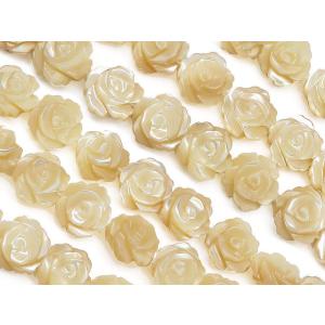 マザーオブパール ベージュ 薔薇彫刻 8mm【1連販売】 / 9-99 SH8RS