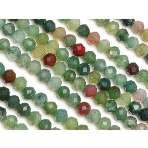 インディアンアゲート 面カット 丸玉 2mm［プレミアムカット］【1連販売】 / 7-8 AG2MC