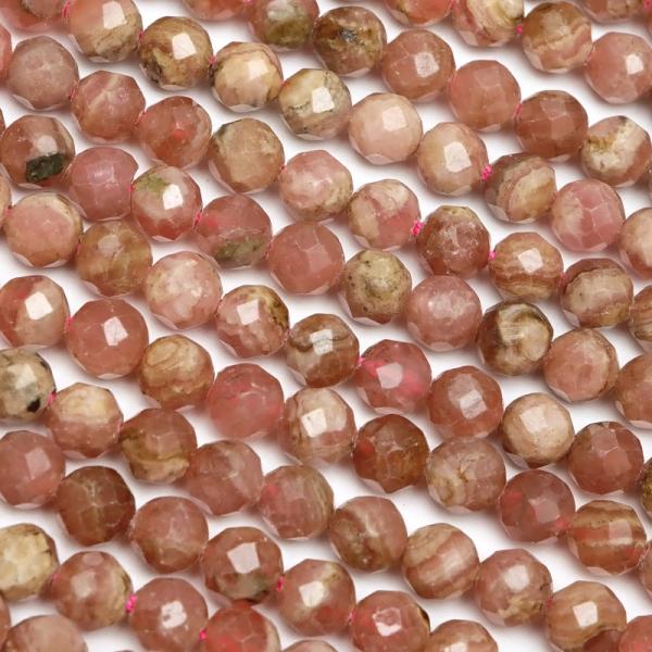 アルゼンチン産 インカローズ 面カット 丸玉 4mm【1連販売】 / 6-10 IR4MC
