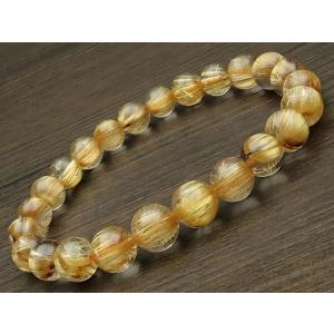 鑑別書付き】ブラジル産 ルチルクォーツ 丸玉ブレス 12mm No.25【1点