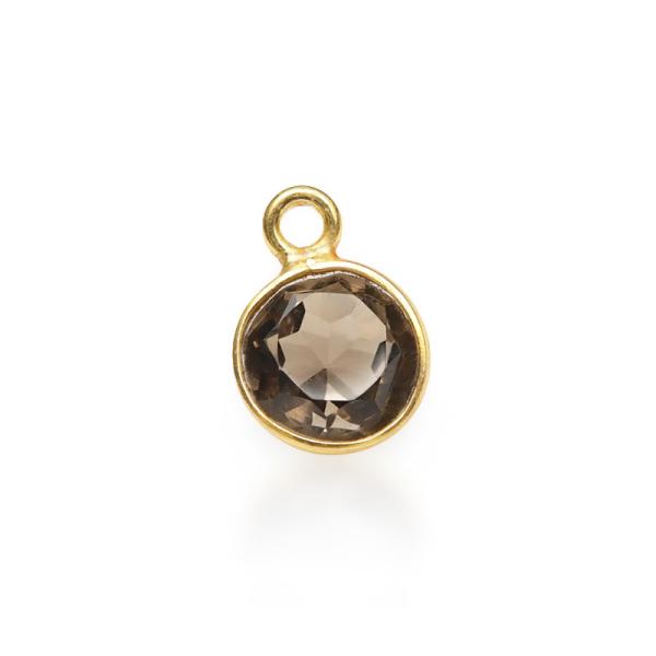 スモーキークォーツ コインファセットカット チャーム 7mm［18KGP］【3コ販売】 / 80-6...
