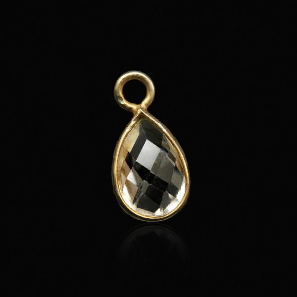 天然水晶 クリスタルクォーツ ペアシェイプブリオレットカット チャーム 6×9mm［18KGP］【2...