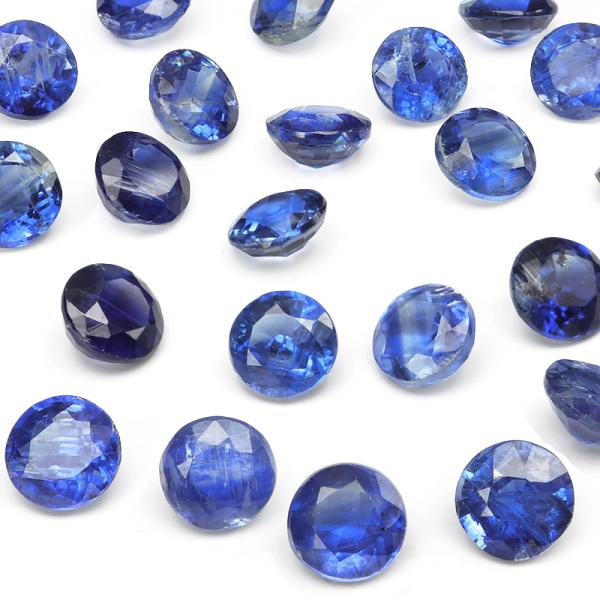 ネパール産 カイヤナイト コインファセットカット ルース 6mm【2コ販売】 / 82-37 KI6...