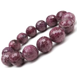 ルビー 128面カット 丸玉ブレス 14mm No.24【1点もの】 / 60-32 RU-BS24