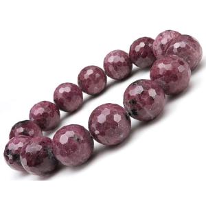 ルビー 128面カット 丸玉ブレス 14mm No.25【1点もの】 / 60-32 RU-BS25