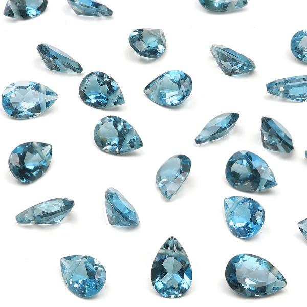 粒販売 ブラジル産 ロンドンブルートパーズ ペアシェイプファセットカット 6×4mm［プレミアムカッ...