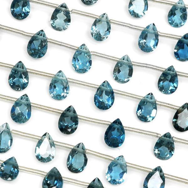 ロンドンブルートパーズ ペアシェイプファセットカット 6×4mm［プレミアムカット］【1連販売】 /...