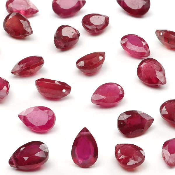 粒販売 アフリカ産 ルビー ペアシェイプファセットカット 6×4mm［プレミアムカット］【2粒販売】...