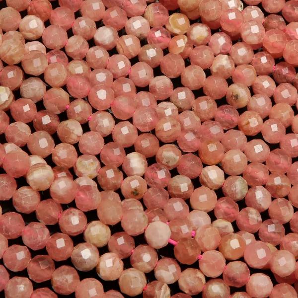 アルゼンチン産 インカローズ 面カット 丸玉 3mm［プレミアムカット］【1連販売】 / 7-4 I...