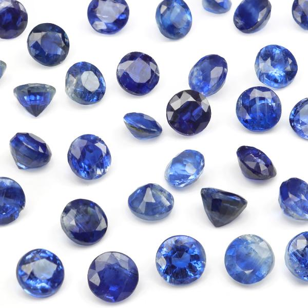 ネパール産 カイヤナイト コインファセットカット ルース 5mm【2コ販売】 / 82-39 KI5...