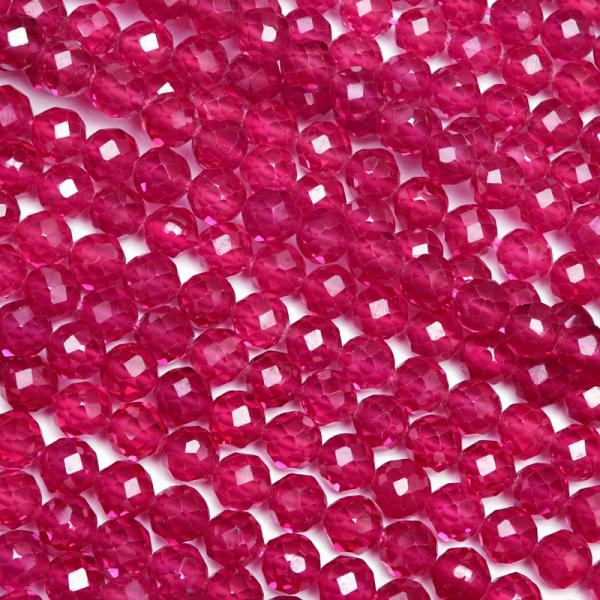 合成ルビー 32面カット 丸玉 4mm［プレミアムカット］【1連販売】 / 6-12 RU4MC-X