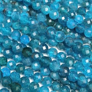 ブルーアパタイト 32面カット 丸玉 4mm［プレミアムカット］【1連販売】 / 6-10 AP4MC｜colorfulbeads