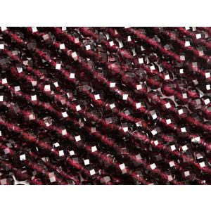 モザンビーク産 ガーネット 32面カット 丸玉 4mm［プレミアムカット］【1連販売】 / 6-1 ...