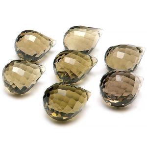 粒販売 スモーキークォーツ ドロップカット 14×10mm プレミアムカット