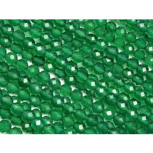 グリーンオニキス 32面カット 丸玉 4mm［プレミアムカット］【1連販売】 / 6-20 OX4M...