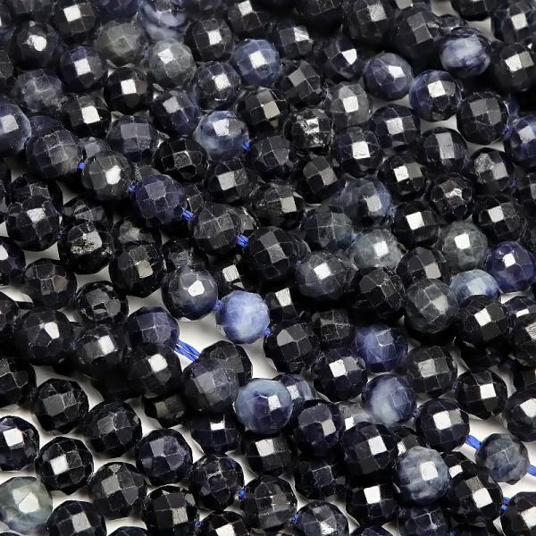 サファイア 32面カット 丸玉 4mm［プレミアムカット］【1連販売】 / 6-18 SF4MC