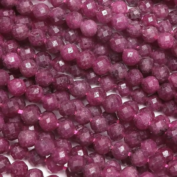 ルビー 32面カット 丸玉 4mm［プレミアムカット］【1連販売】 / 6-11 RU4MC