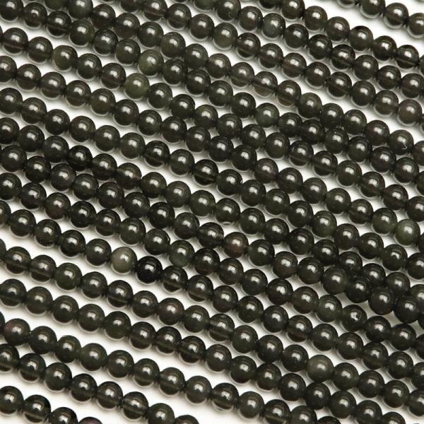 ブラックオブシディアン 丸玉 2mm【1連販売】 / 7-19 OB2M-X