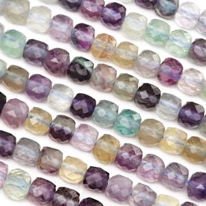 マルチカラーフローライト キューブカット 4mm［プレミアムカット］【1