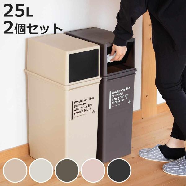 ゴミ箱 25L 深型 同色2個セット カフェスタイル フロントオープン （ ごみ箱 25リットル ス...