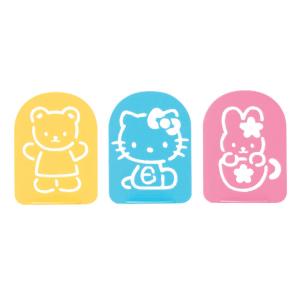 ふりかけプレート 3枚セット ハローキティ くま うさぎ （ キティ ふりかけ プレート ごはん ご飯 顔型 キャラ弁 子供 ）