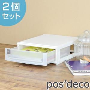 収納ケース　ポスデコ　A4サイズ　浅型1段　卓上　2個セット （ 収納ボックス 卓上収納 小物収納 ）