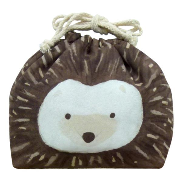 お弁当袋 おかおきんちゃく ハリネズミ 保冷ランチ巾着 （ ランチ巾着 保冷巾着 保冷 弁当袋 ）