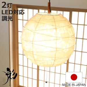 ペンダントライト 2灯 LED対応 柱型 揉み紙 和紙照明 日本製 （ 天井