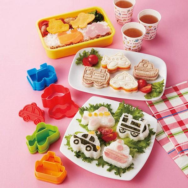 抜き型　ライス＆パン押し抜き型　のりもの　4個入り （ お弁当グッズ キャラ弁 子供用 ）