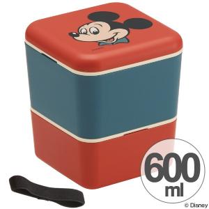 お弁当箱　シンプルランチボックス　2段　ミッキーマウス　タイムレスメモリー　600ml　角型　ベルト付き （ 弁当箱 食洗機対応 ランチボックス レンジ対応 ）｜colorfulbox