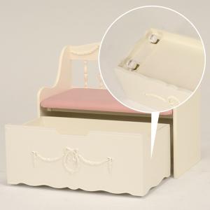 ベンチチェスト 収納ボックス付 姫系 ロマンチック 幅75cm チェスト ベンチ 収納 子供部屋 子供部屋 2687 お弁当グッズのカラフルボックス