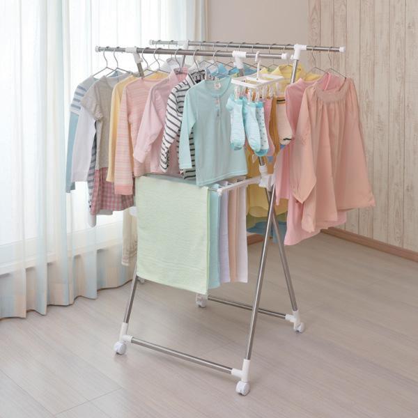 室内物干し PORISH 伸縮式室内物干しX型コンパクト ステンレス （ X型 クロス型 部屋干し ...